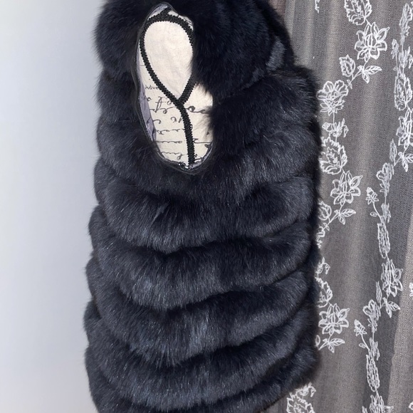 Genuine Fox Fur Jaket Coat Hooded Hood Vest - Picture 8 of 15